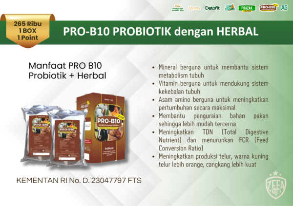 Pro-b10 probiotik dengan herbal